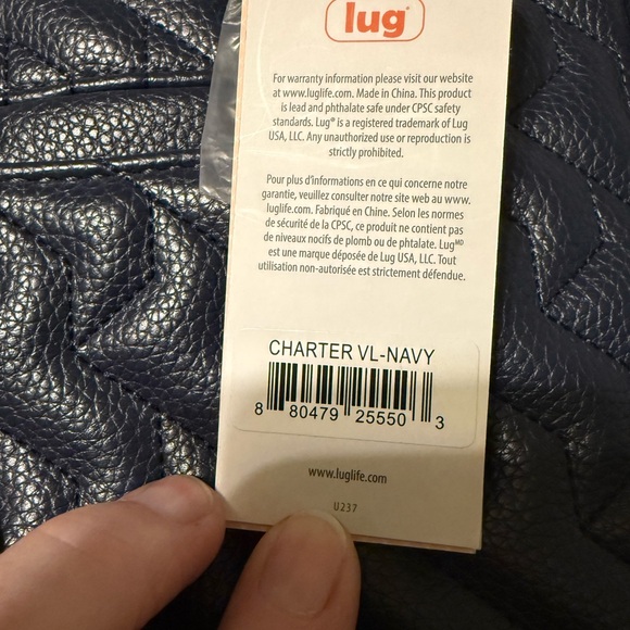 Lug Charter classic VL convertible tote bag in Navy with plaid lining - Picture 8 of 8